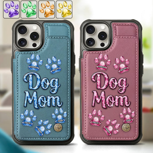 Étui portefeuille personnalisé pour téléphone avec motif chien - Maman de chien