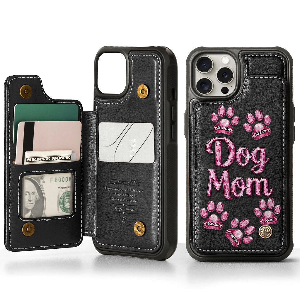 Étui portefeuille personnalisé pour téléphone avec motif chien - Maman de chien