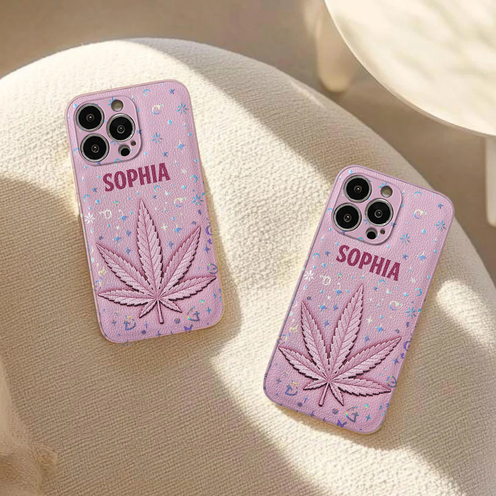 Stoner Chick - Personalized Weed Leather Phone Case