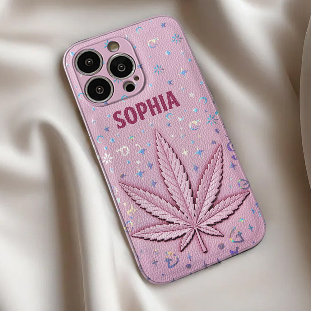 Stoner Chick - Personalized Weed Leather Phone Case