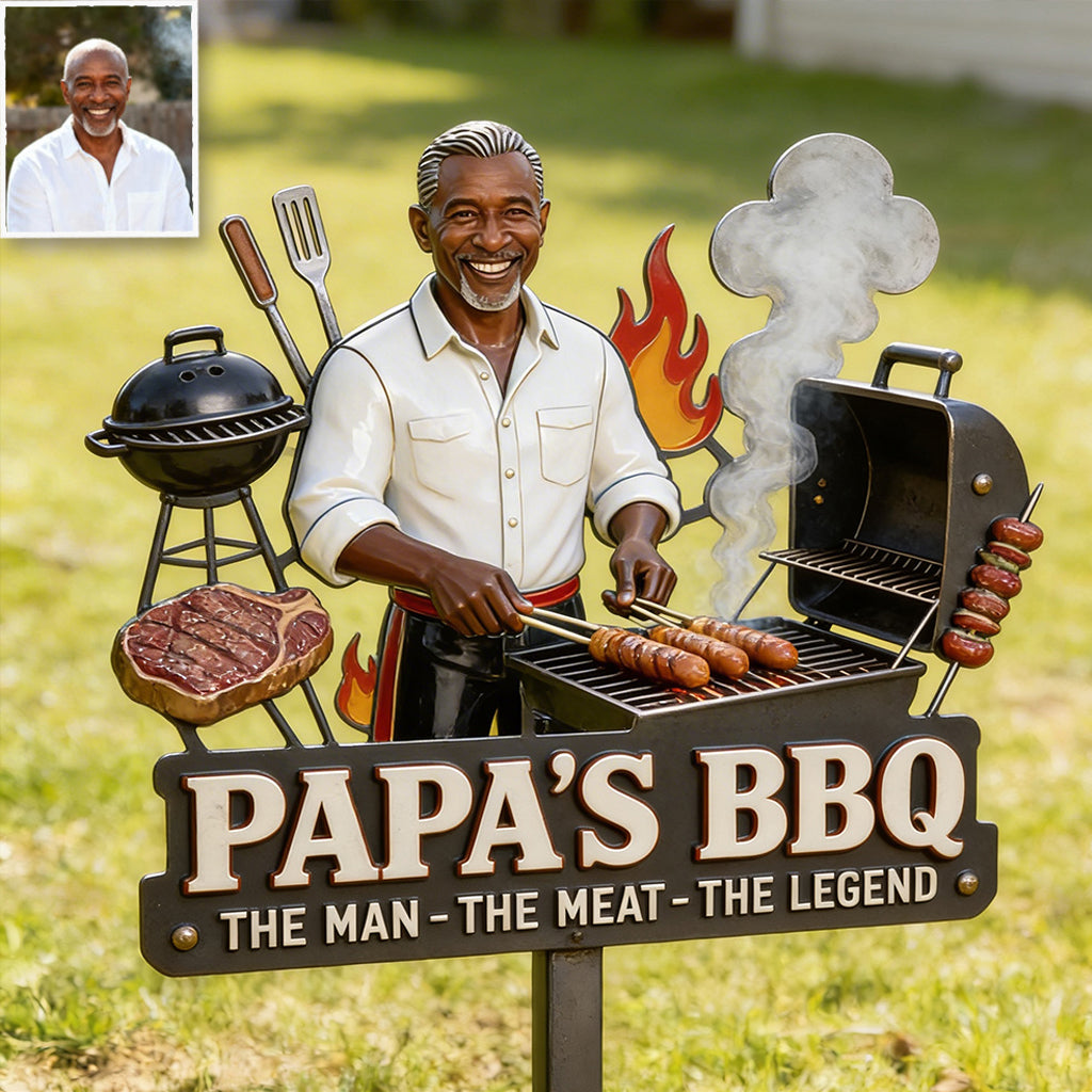 Dad Grandpa BBQ Metal Yard Sign - Personalized Father Cut Metal Sign