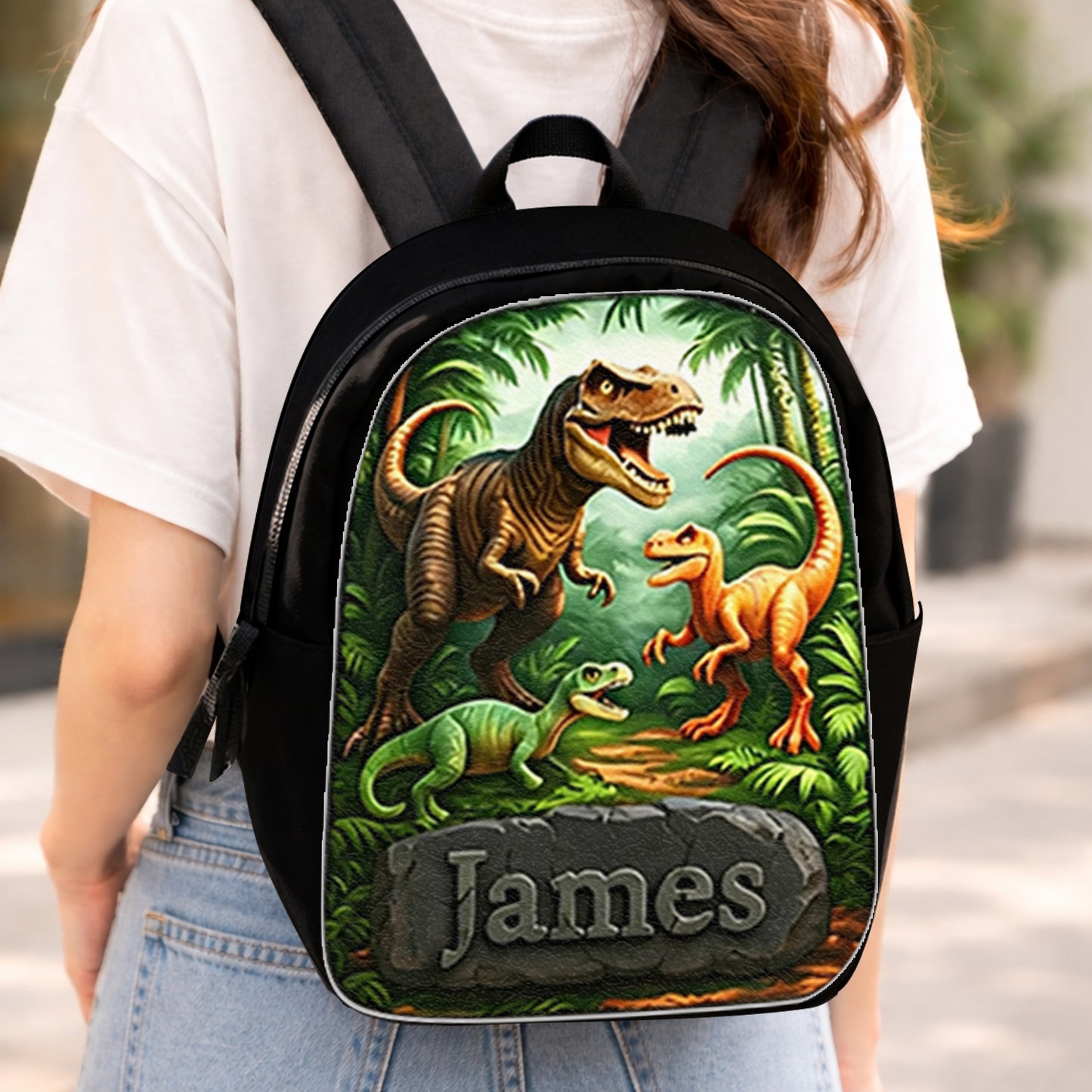 Dinosaur Back To School Gift for Kids - Personalized Kid Changeable Leather Patch Backpack