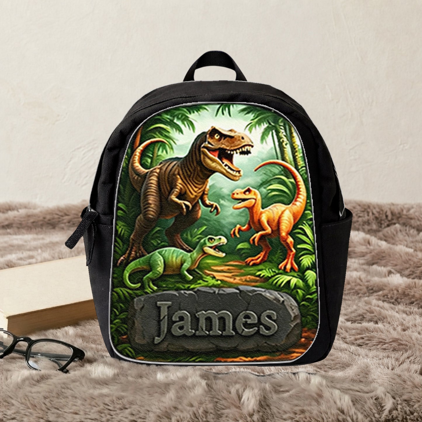 Dinosaur Back To School Gift for Kids - Personalized Kid Changeable Leather Patch Backpack