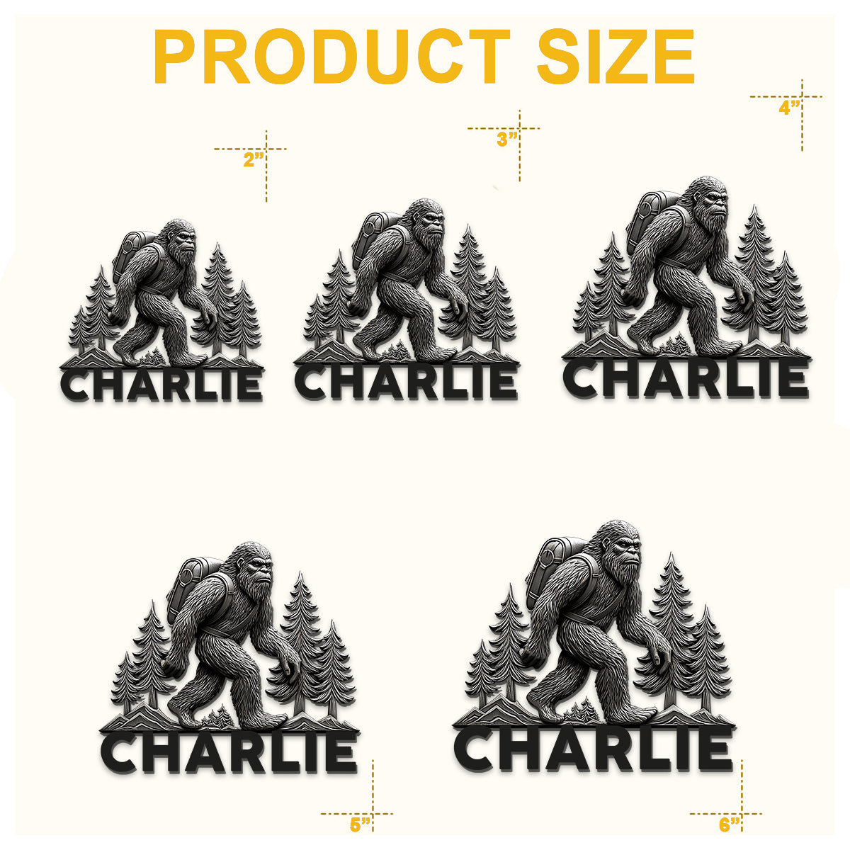 Sasquatch en randonnée - Aimant de randonnée personnalisé