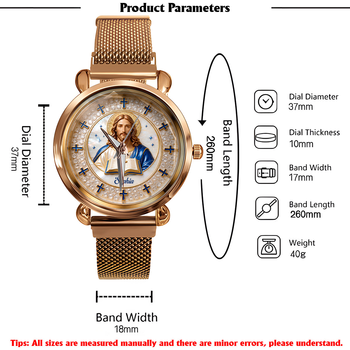 Foi sur la Peur - Montre Femme Chrétienne Personnalisée