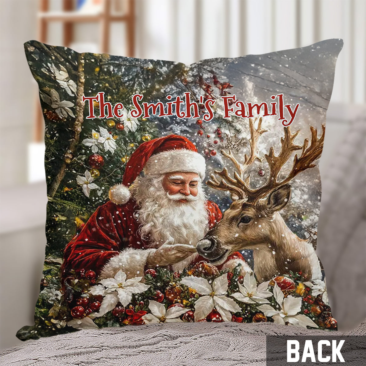 Coussin décoratif de Noël personnalisé Père Noël