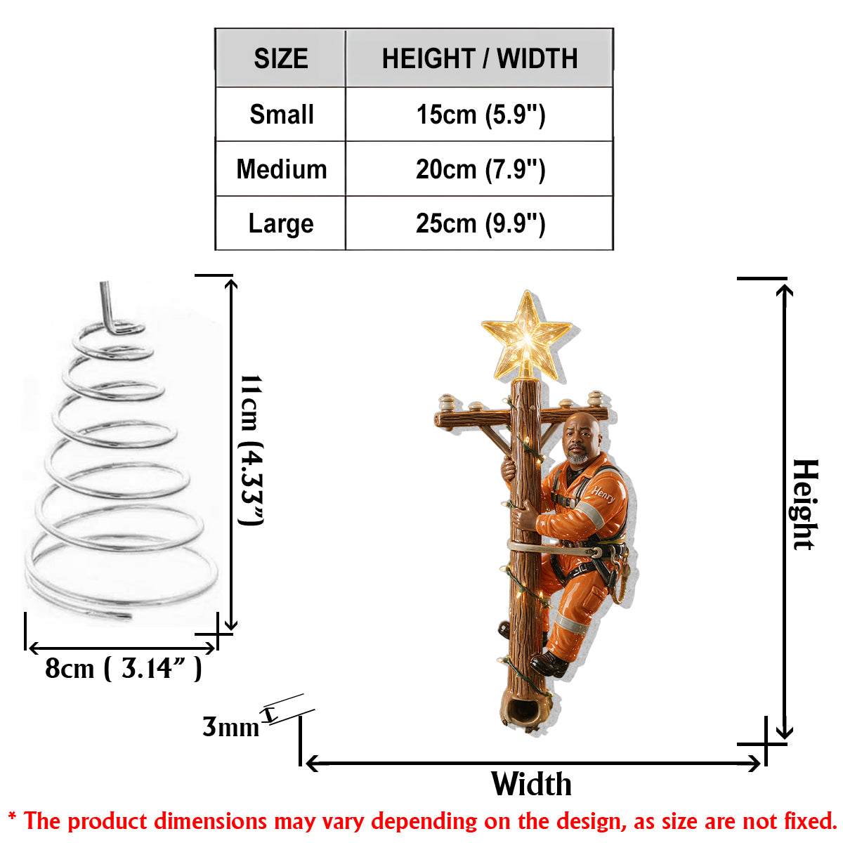 Keep The Light On - Personalized Lineman LED Light Tree Topper