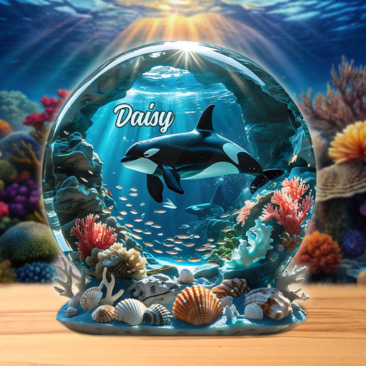 Magnifique océan - Plaque acrylique personnalisée en forme de baleine