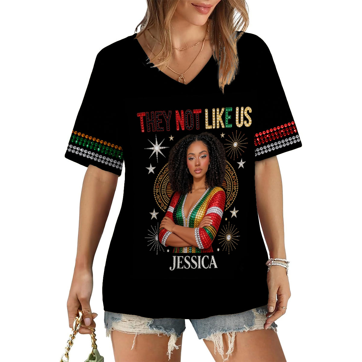 Ils ne nous aiment pas - T-shirt V-Neck Africain Personnalisé Imprimé