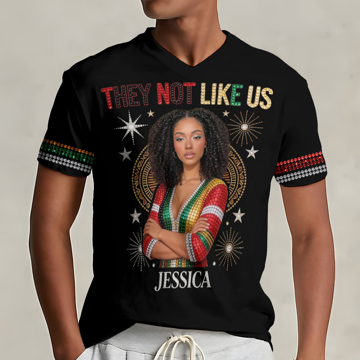 Ils ne nous aiment pas - T-shirt V-Neck Africain Personnalisé Imprimé