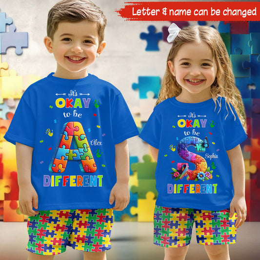 Alphabet puzzle coloré - T-shirt et short personnalisés pour enfant