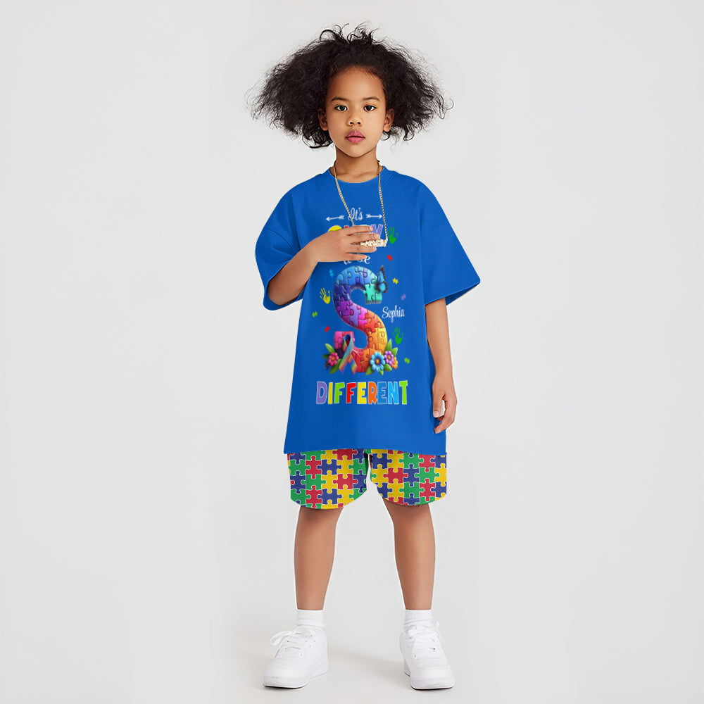 Alphabet puzzle coloré - T-shirt et short personnalisés pour enfant