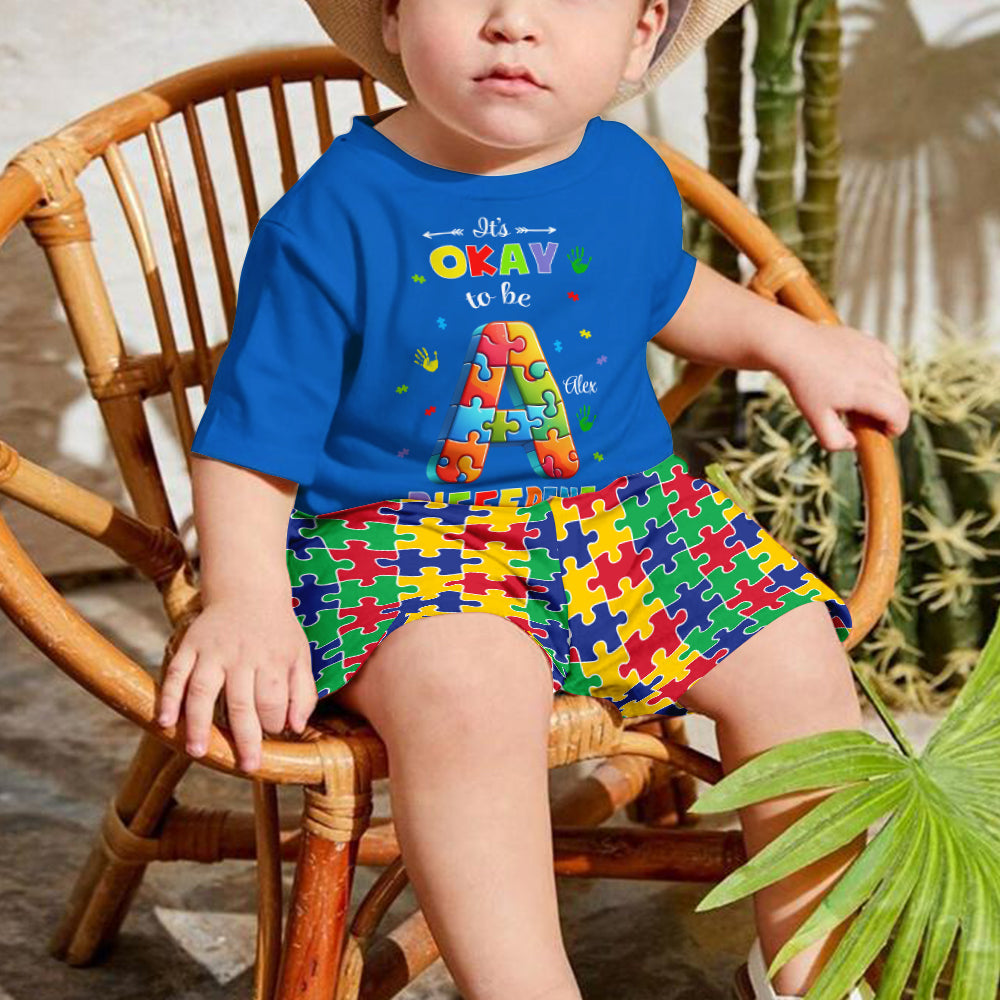 Alphabet puzzle coloré - T-shirt et short personnalisés pour enfant
