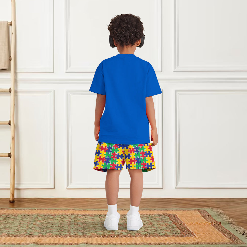 Alphabet puzzle coloré - T-shirt et short personnalisés pour enfant