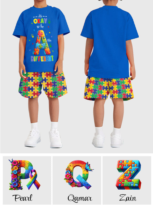 Alphabet puzzle coloré - T-shirt et short personnalisés pour enfant