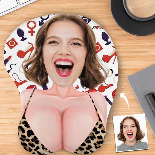 Tapis de souris 3D personnalisé avec visage coquin et amusant - Pour petit ami, amis... - Tapis de souris 3D personnalisé pour couple