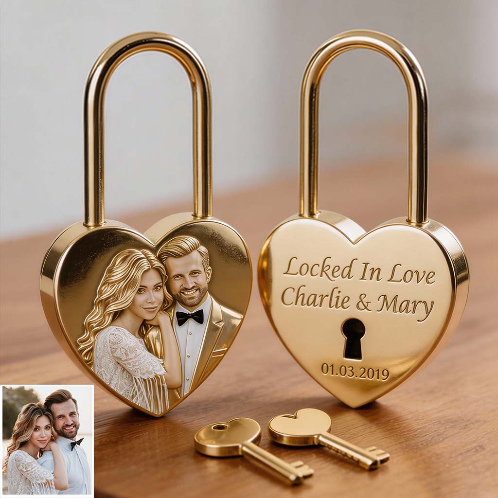 Amoureux inséparables - Cadenas en forme de cœur personnalisé pour couple