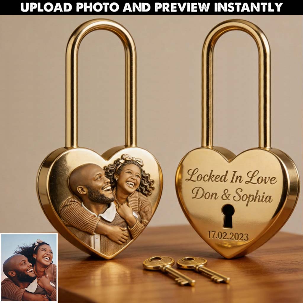 Amoureux inséparables - Cadenas en forme de cœur personnalisé pour couple
