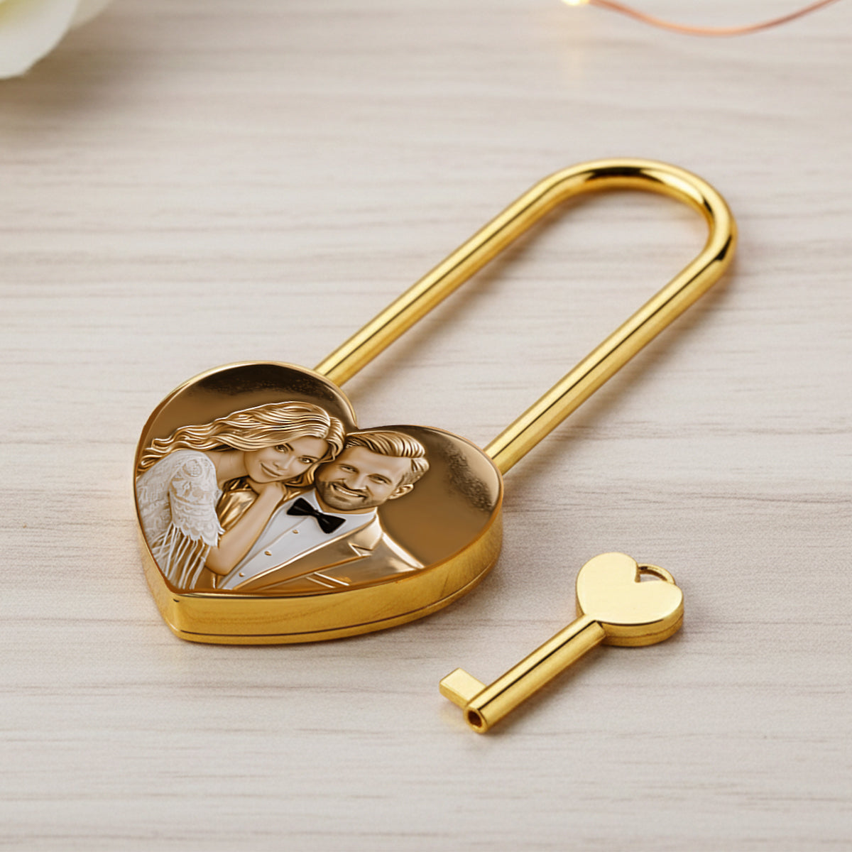 Amoureux inséparables - Cadenas en forme de cœur personnalisé pour couple