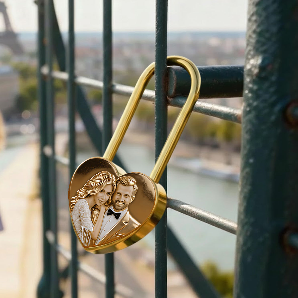 Amoureux inséparables - Cadenas en forme de cœur personnalisé pour couple