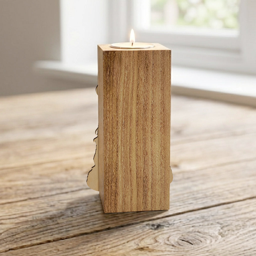 Moon Child - Personalized Witch Custom Shape Wooden Candle Holder