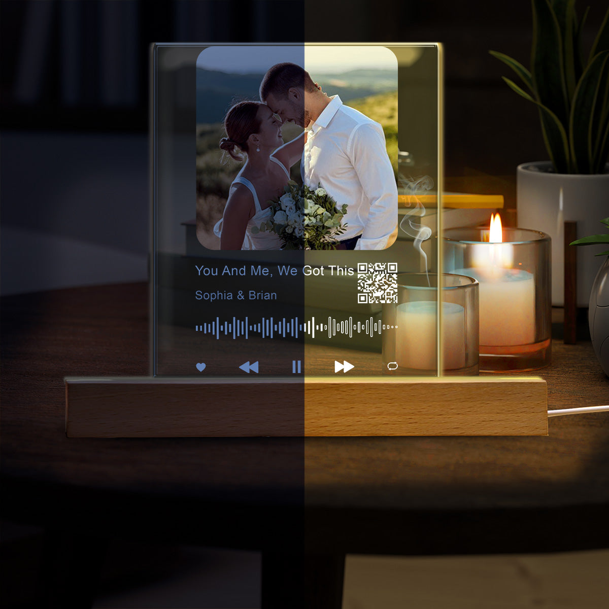 Créez votre propre chanson d'amour - Veilleuse LED personnalisée pour couple