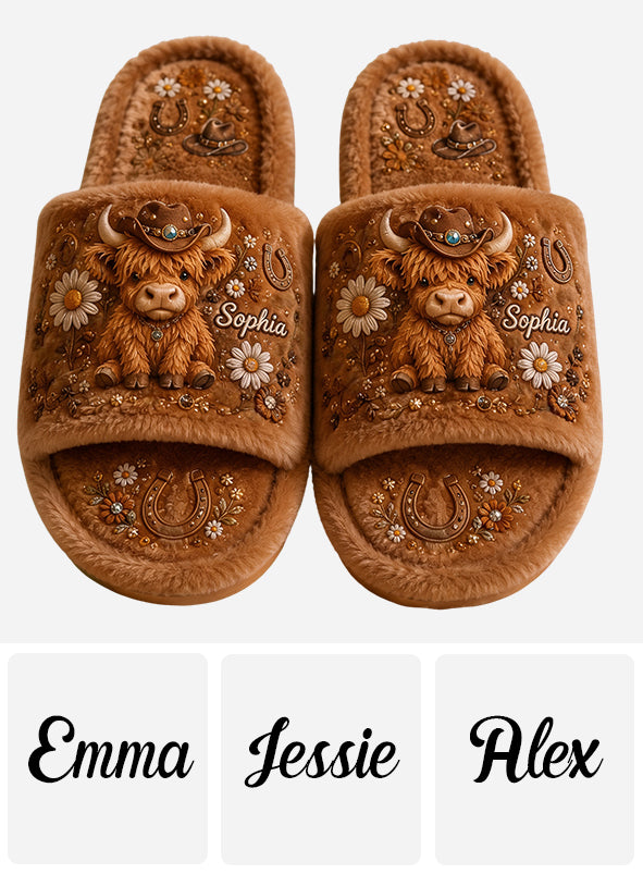 Vache des Highlands Adorable - Chaussons ouverts personnalisés