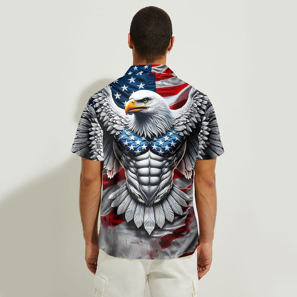 Chemise hawaïenne personnalisée avec aigle à tête blanche - Aigle patriotique