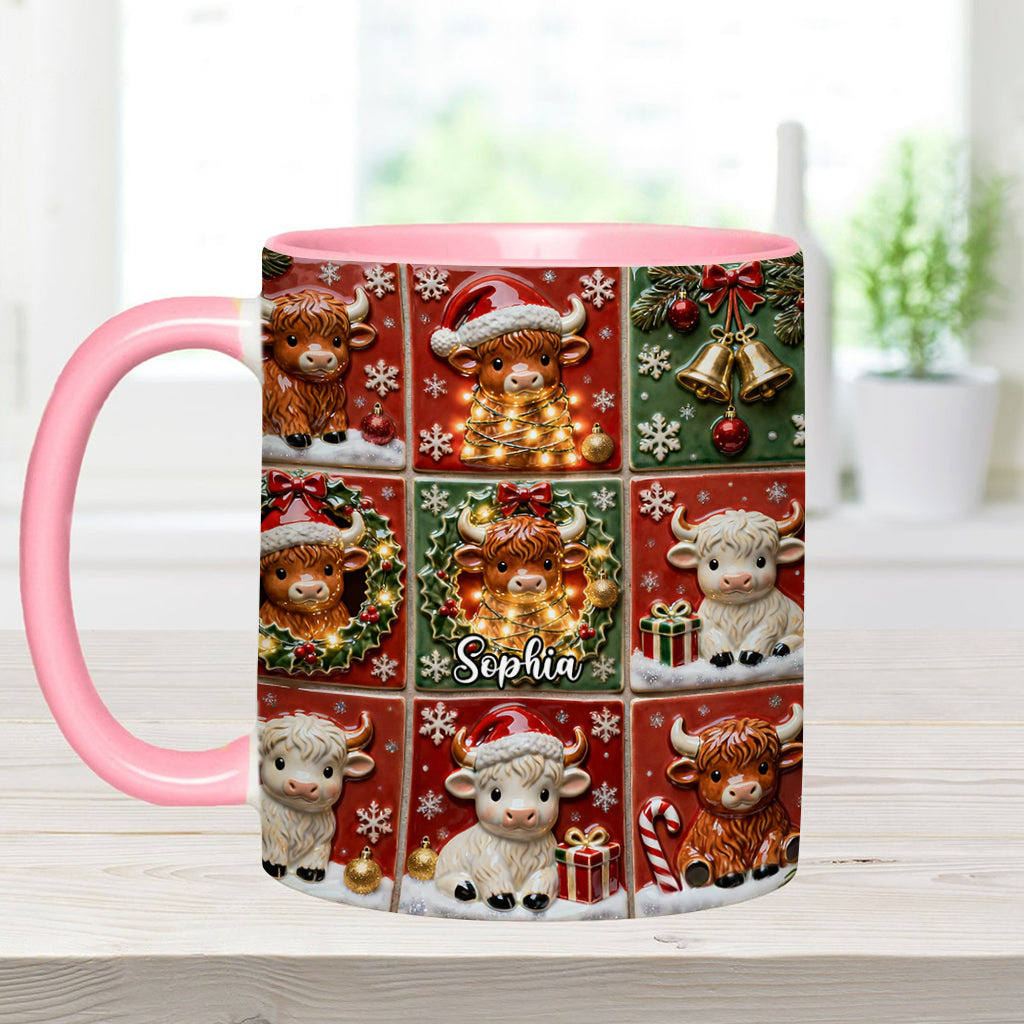 Mug personnalisé « Love Highland Cow » avec motif vache des Highlands