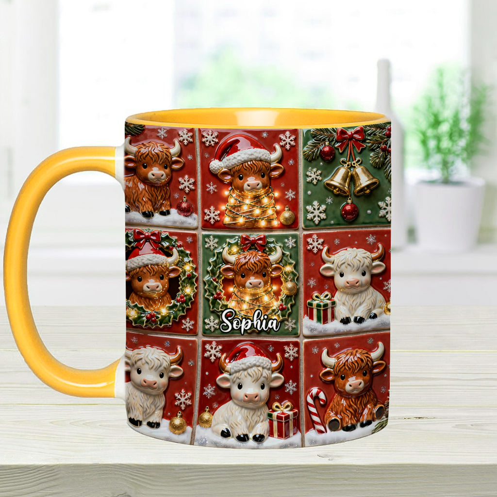 Mug personnalisé « Love Highland Cow » avec motif vache des Highlands