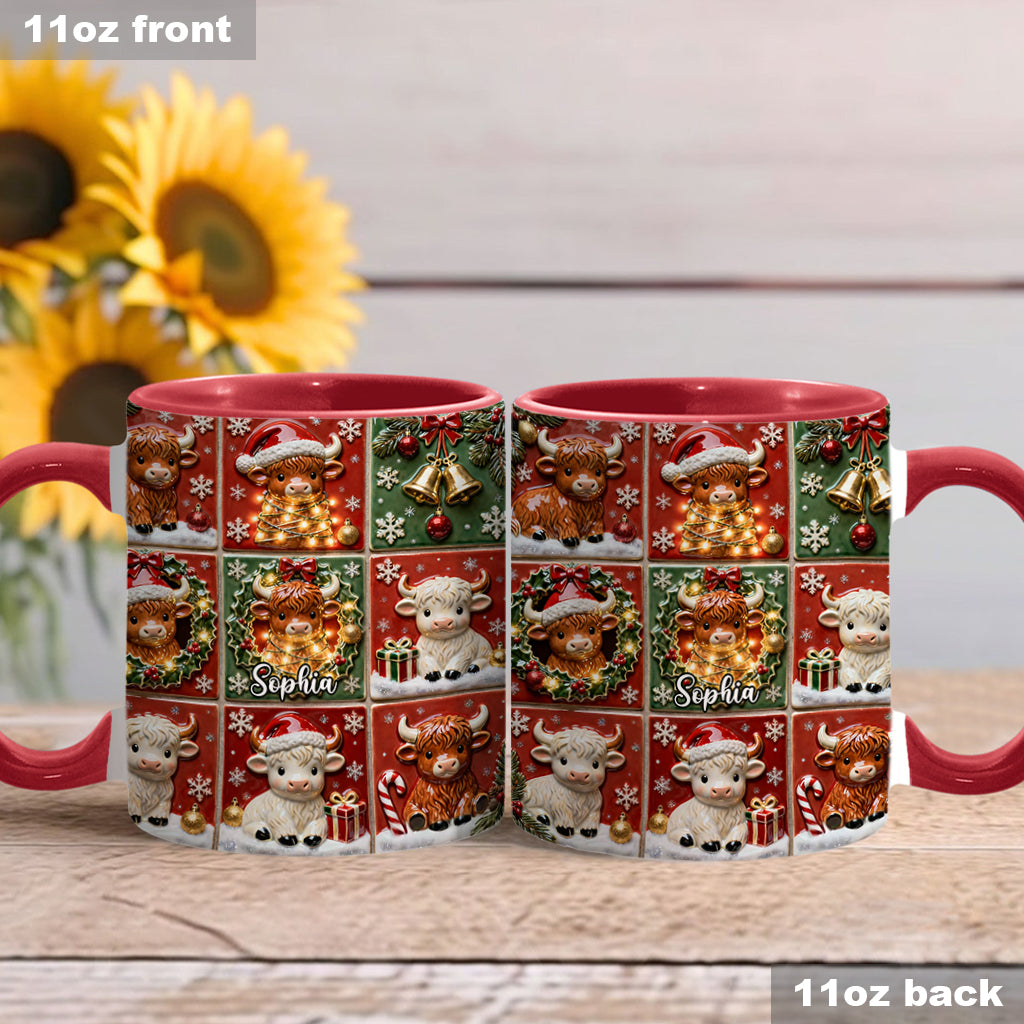 Mug personnalisé « Love Highland Cow » avec motif vache des Highlands