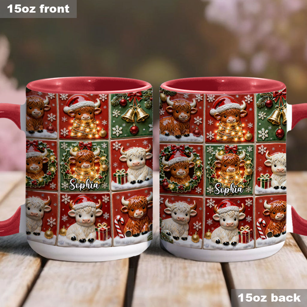 Mug personnalisé « Love Highland Cow » avec motif vache des Highlands