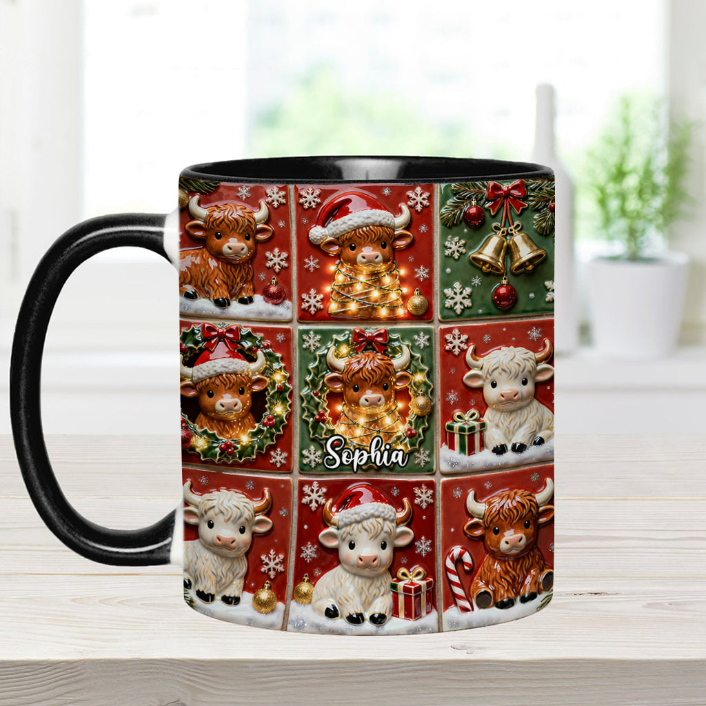 Mug personnalisé « Love Highland Cow » avec motif vache des Highlands
