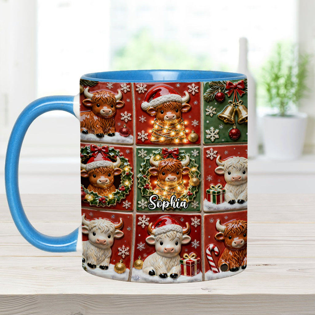 Mug personnalisé « Love Highland Cow » avec motif vache des Highlands