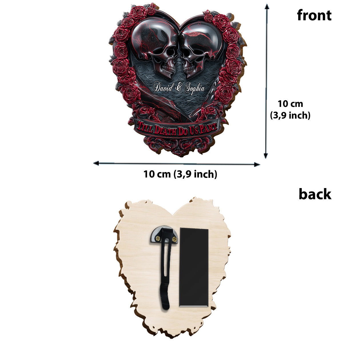 Jusqu'à ce que la mort nous sépare - Clip de pare-soleil de voiture personnalisé en forme de crâne