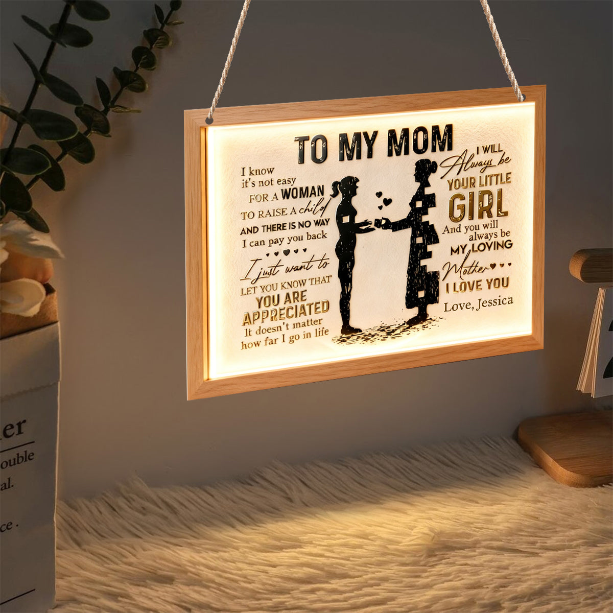 À ma maman - Panneau lumineux LED personnalisé en acrylique
