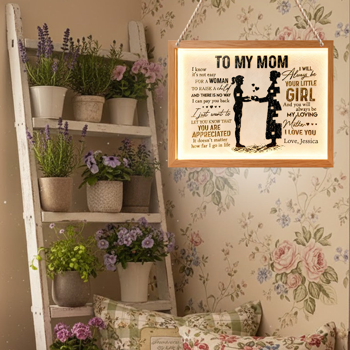 À ma maman - Panneau lumineux LED personnalisé en acrylique