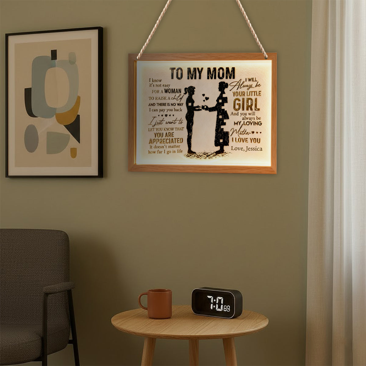 À ma maman - Panneau lumineux LED personnalisé en acrylique