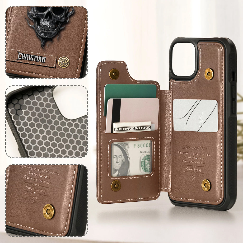 Fire Skull - Personalized Skull Wallet Phone Case