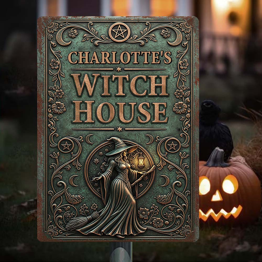Witch House - Personalized Witch Rectangle Metal Sign