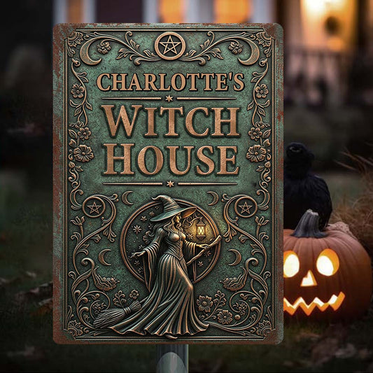 Witch House - Personalized Witch Rectangle Metal Sign