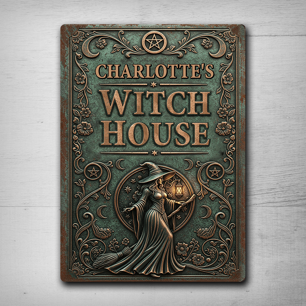 Witch House - Personalized Witch Rectangle Metal Sign