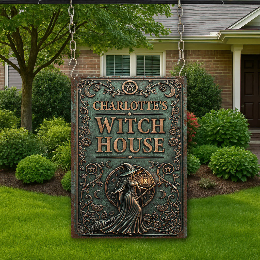 Witch House - Personalized Witch Rectangle Metal Sign