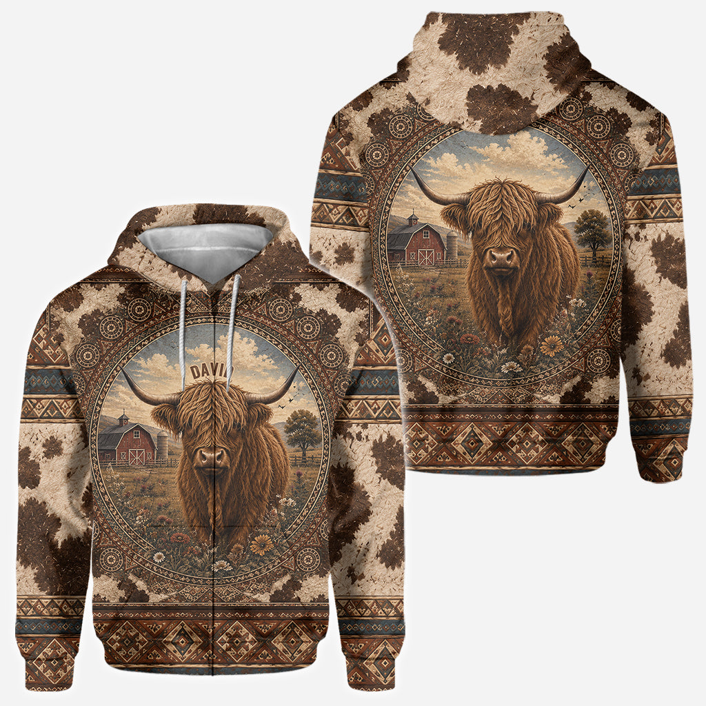 Highland Cow Farm - Personalized Highland Cow All Over Shirt