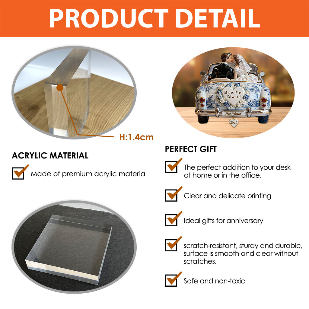 Notre anniversaire - Plaque acrylique personnalisée pour couple, en forme de pièce unique