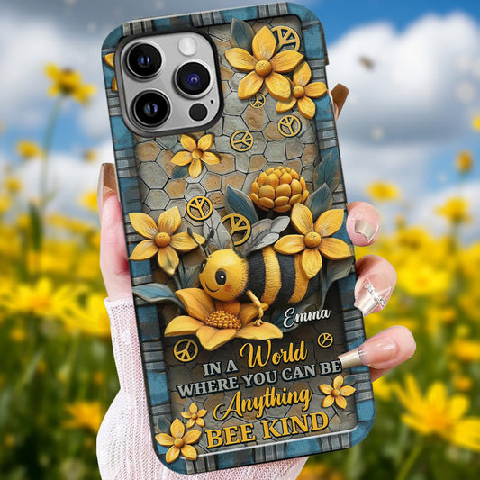 Dans un monde où tout est possible, soyez gentil - Coque de téléphone personnalisée hippie imprimée intégralement