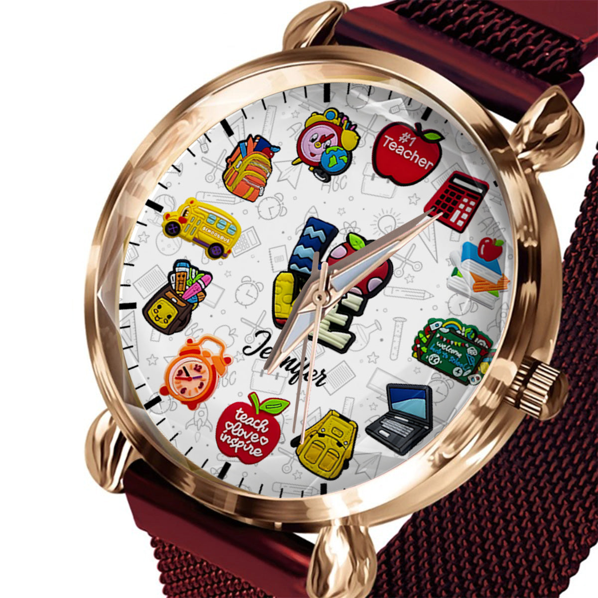 Montre personnalisée pour enseignantes passionnées - Montre-bracelet pour enseignantes