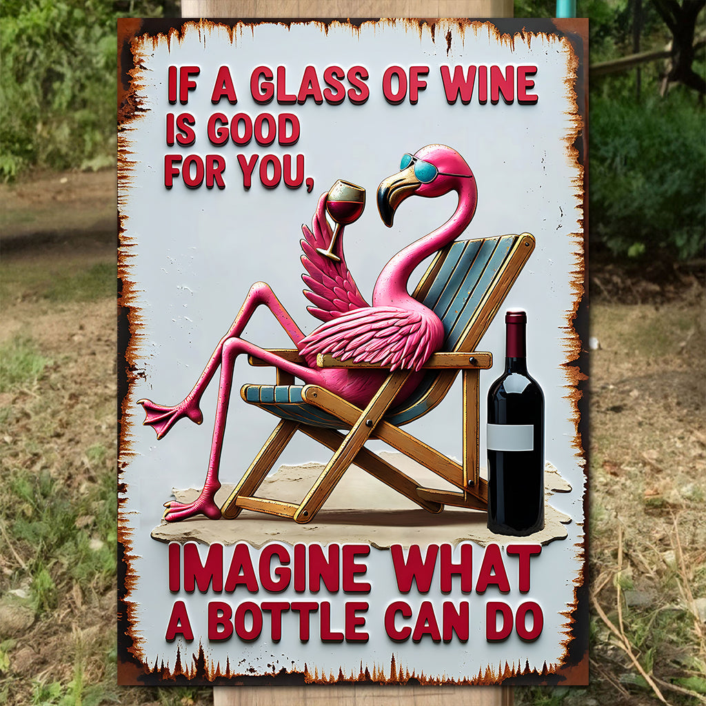 Une bouteille suffit - Panneau métallique rectangulaire à vin