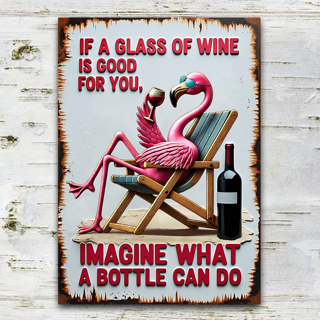 Une bouteille suffit - Panneau métallique rectangulaire à vin