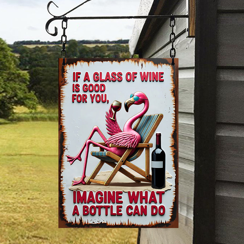 Une bouteille suffit - Panneau métallique rectangulaire à vin